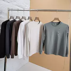 Affordable Version Unisex Summer T-Shirt Cotton Blend Crew Neck Long Sleeve Top 469922