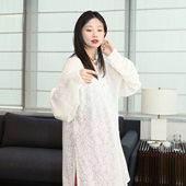 薄款 原创明制汉服女上衣白色羊毛纱日常夏季 疏影无领衫 谜阿凰