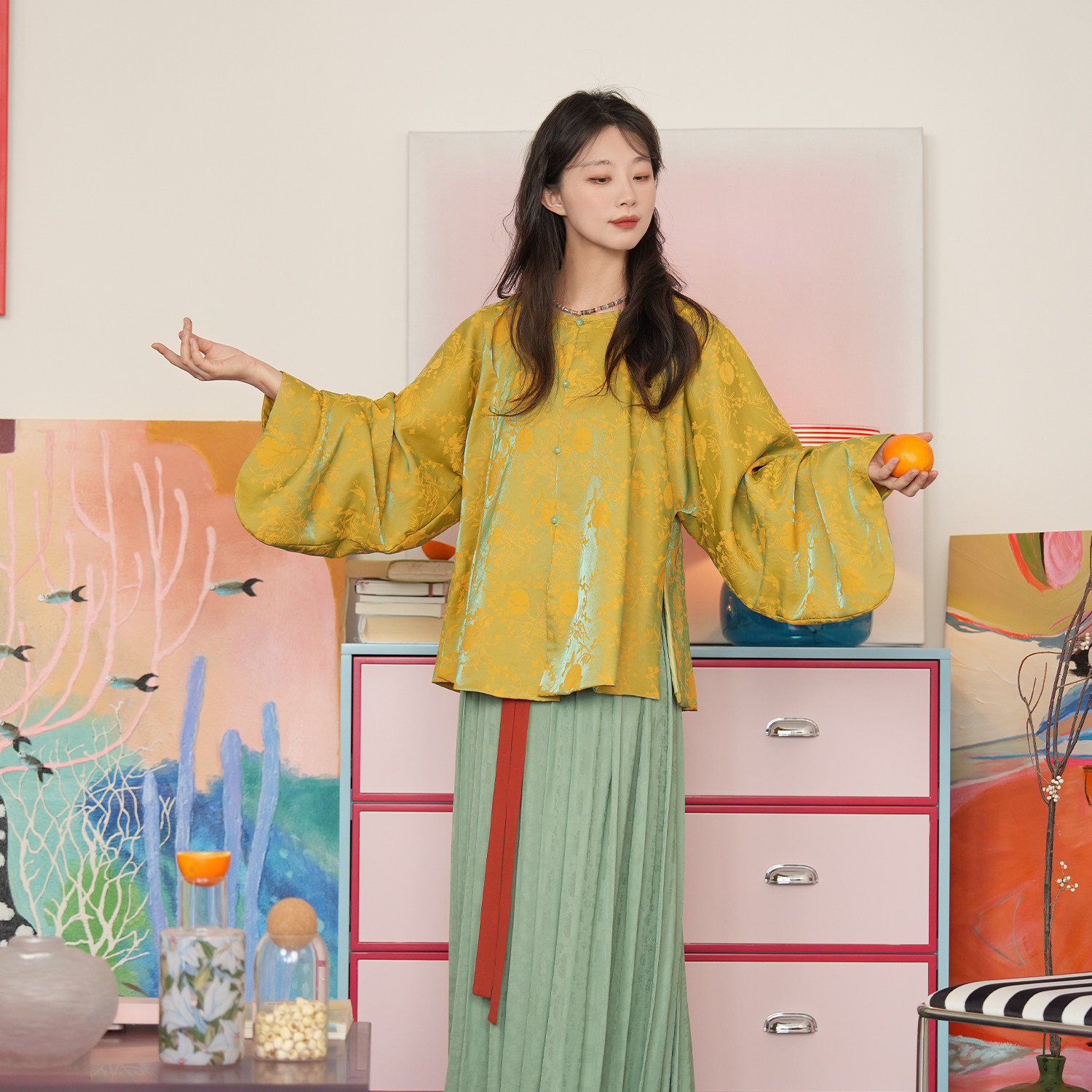 谜阿凰【碧游】仿花罗汉服半身裙女小个子春夏改良国风日常百搭款