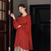 谜阿凰明制汉服上衣 红人丝无领衫 早秋原创改良马面裙女日常
