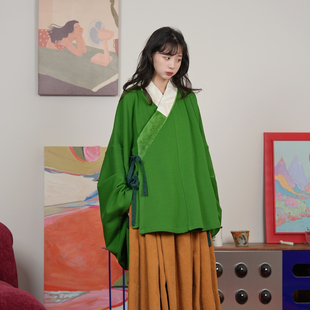 谜阿凰 明制汉服上衣冬热岩绒厚外套纯棉马面裙新年战袍女 竹雪