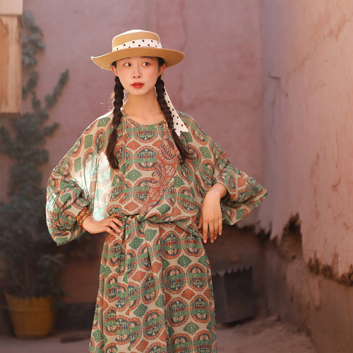新中式圆领袍女夏季日常汉服连衣