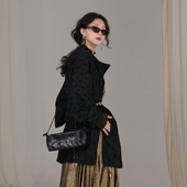 秋冬女 原创汉服上衣唐制黑色酷外套日常时尚 谜阿凰 晏山圆领衫