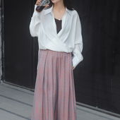 原创汉服 宋制国风改良日常显瘦春秋季 谜阿凰凉白开衬衫 石蕊阔腿裤