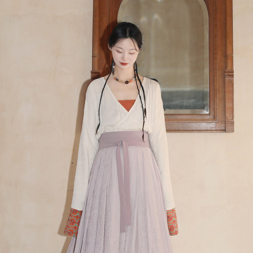 谜阿凰重羽仿花罗汉服半身裙女