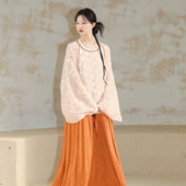 女款 谜阿凰 宽松夏季 原创明制汉服上衣波点大码 成人 明卉圆领衫