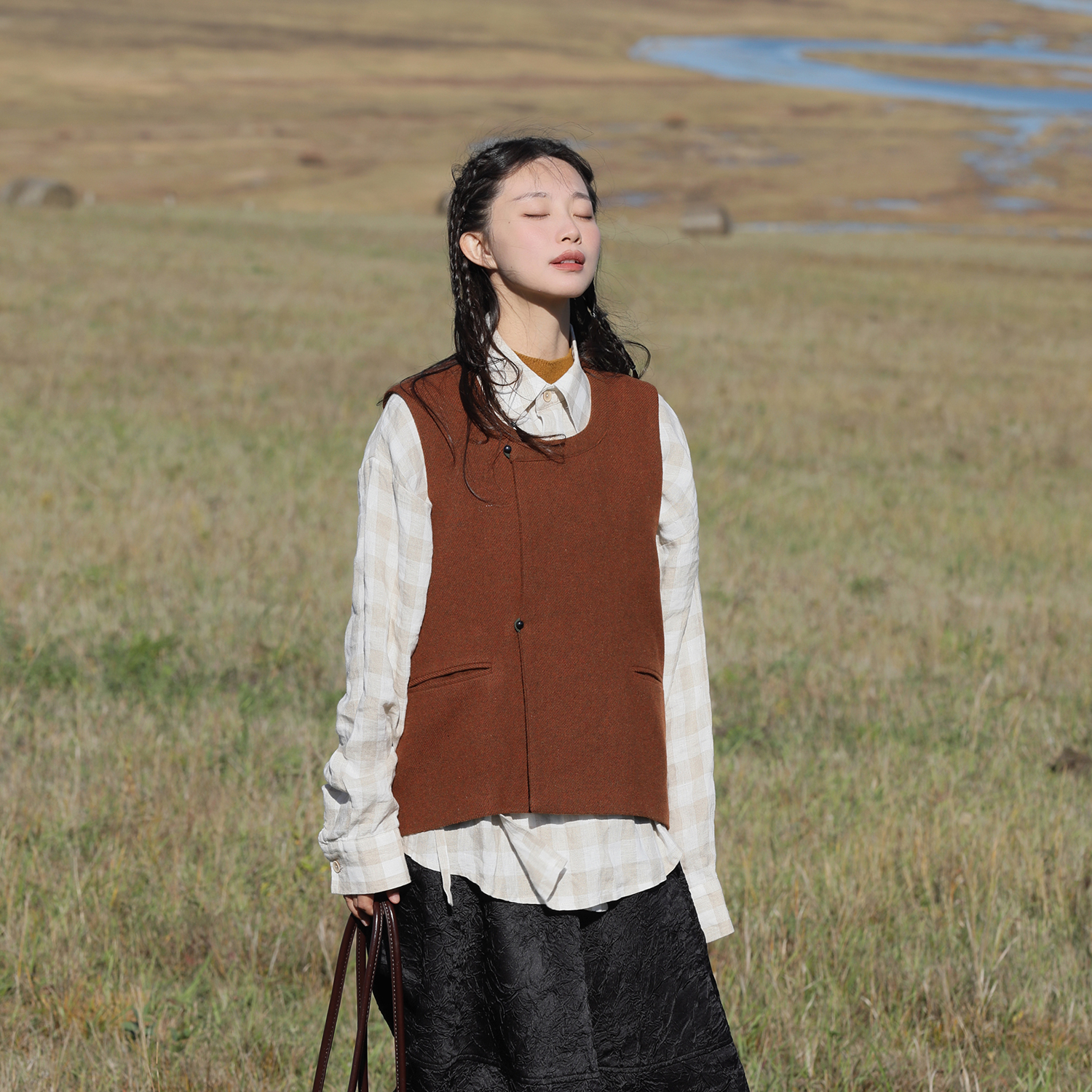 谜阿凰原创汉服上衣秋冬红色内搭
