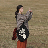 素阔腿裤 棉质宽松休闲汉元 秋冬女日常通勤 脏橘色气球裤 谜阿凰