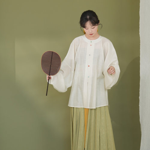 谜阿凰清沐圆领衫明制夏季汉服女