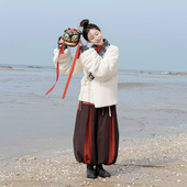 保暖棉袄冬款 谜阿凰墨云晋制夹棉上襦垂胡袖 秋冬季 汉服加厚女外套