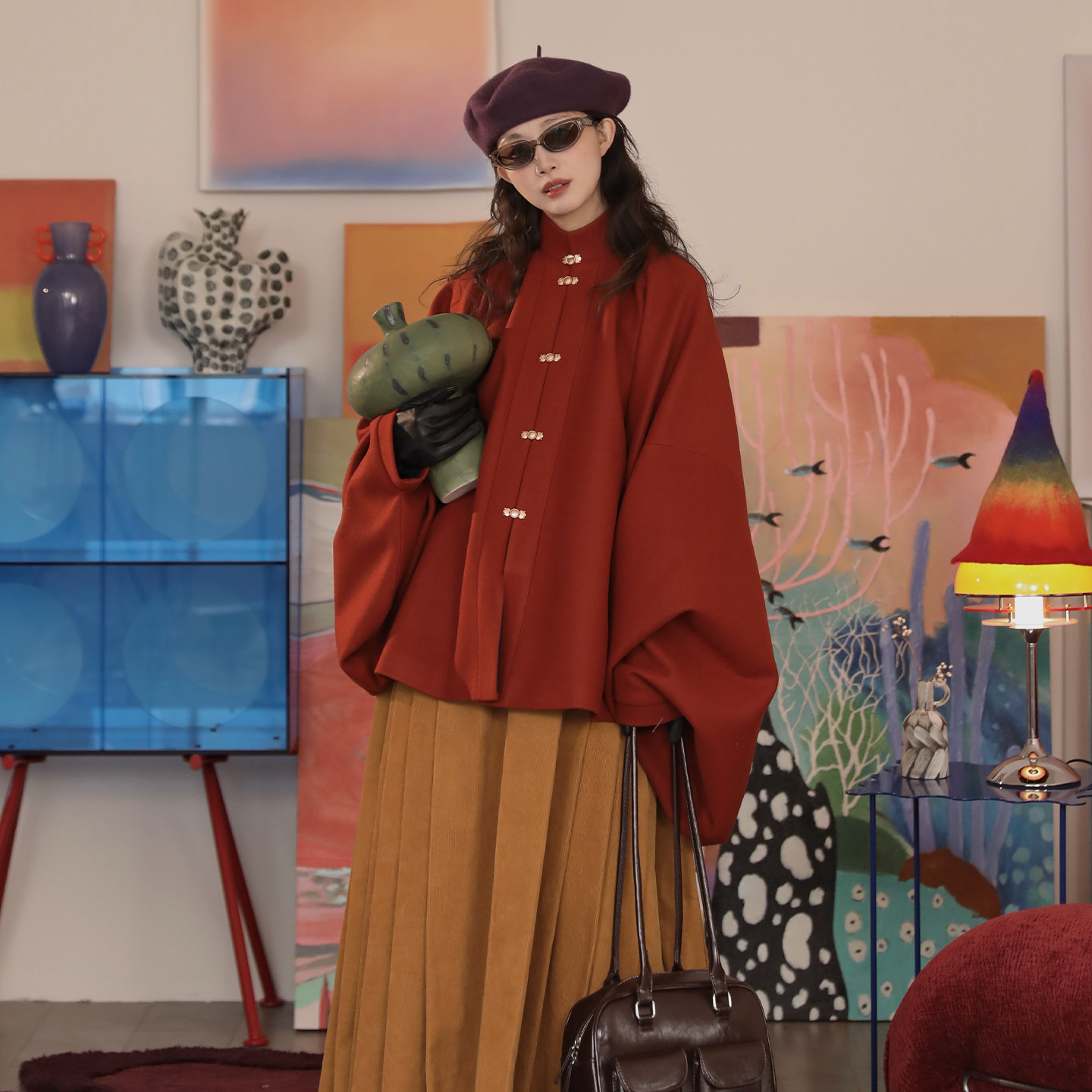 谜阿凰【红呢琵琶袖】原创明制汉服上衣秋冬国风拜年新年战袍女款,女装/女士精品,汉服上装,淘宝优惠券,粉丝福利购,淘宝优惠卷