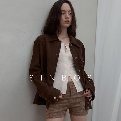 【汤曼妮粉丝专享】SINBOS圣保罗 复古翻领反绒雾面真皮皮衣女
