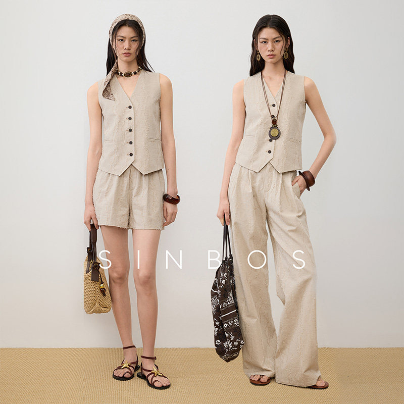 【柒柒Moon直播间】SINBOS菲林假日 马甲&长裤&短裤亚麻套装,女装/女士精品,短外套,淘宝优惠券,粉丝福利购,淘宝优惠卷