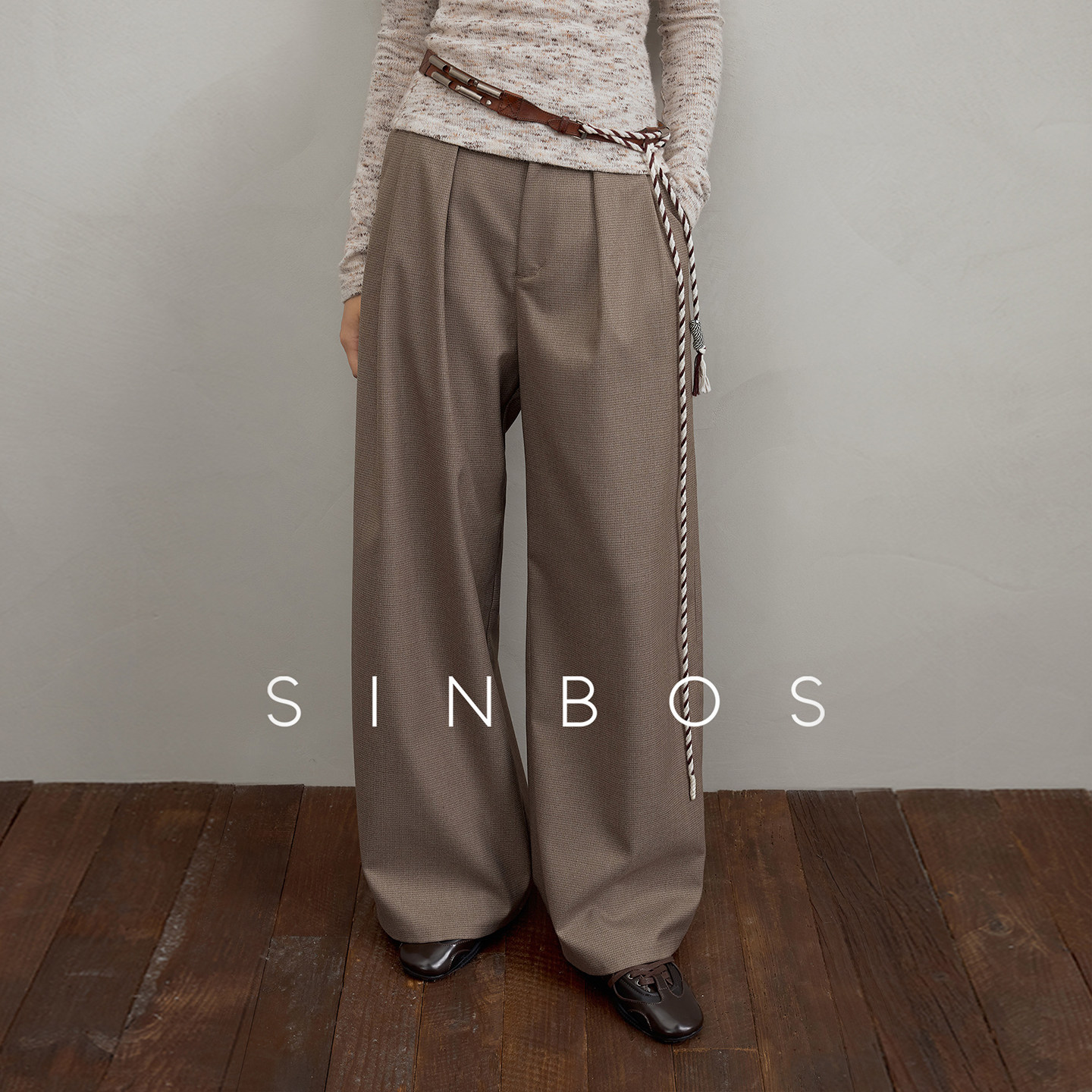 【天天yoko&SINBOS】SINBOS苔间行 腰头双打褶显瘦女士格纹