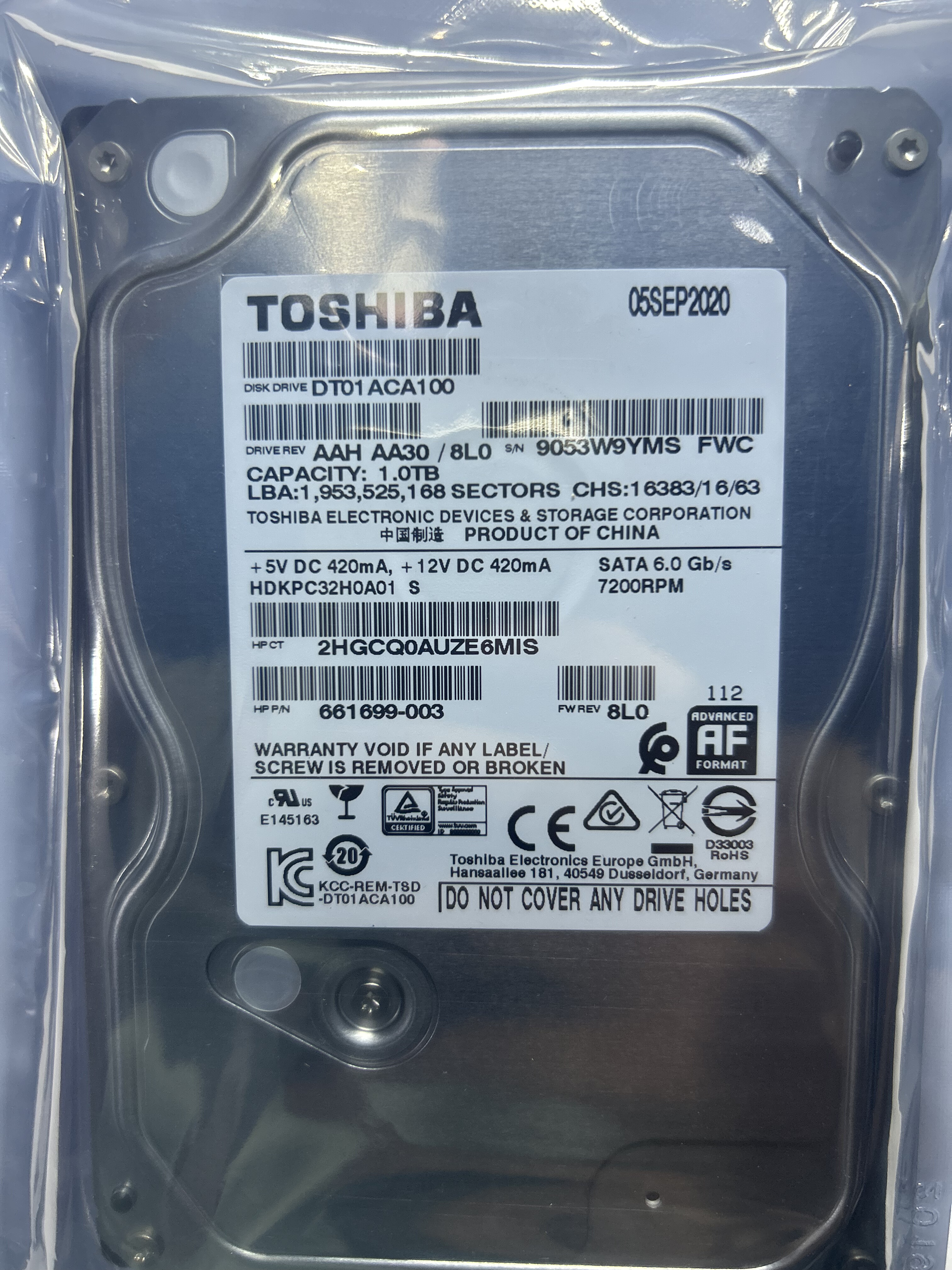 东芝1T硬盘DT01ACA100监控硬盘DT01ABA100V台式机械硬盘1TB SATA