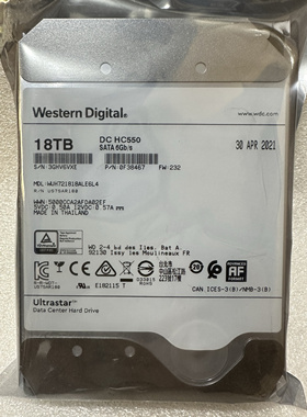 西数18T硬盘 WD 18TB HC550 企业级监控机械硬盘WUH721818ALE6L4