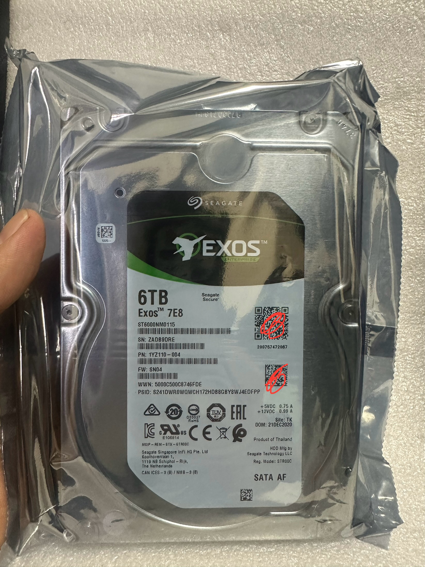 希捷6T硬盘 6Tb EXOS 7E8银河ST6000NM0115监控企业级机械硬盘