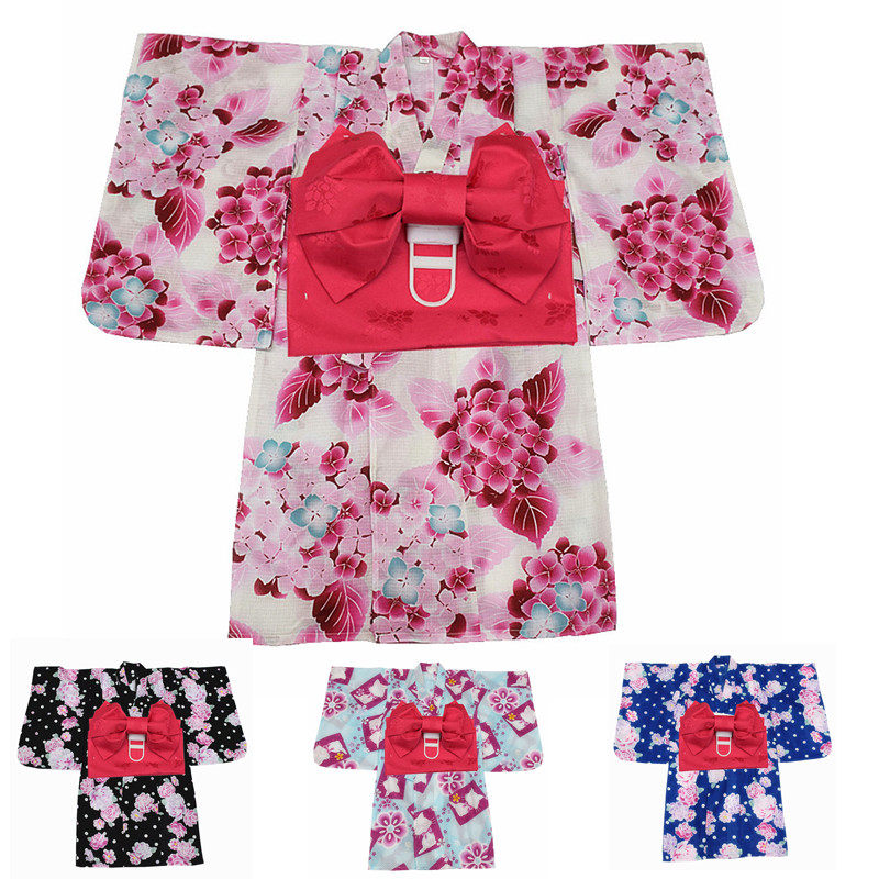 新 出口日本纯棉梭织印花棉布 儿童甚平和服浴衣睡袍女童长袍5-1