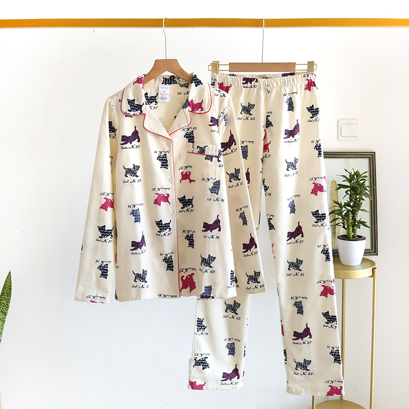 出口原单梭织棉布厚实睡衣套装