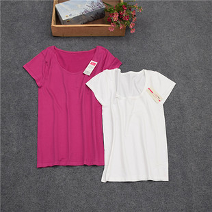 夏 女款短袖圆领T恤 单件上衣家居服睡衣 无缝内衣 针织纯色6-2