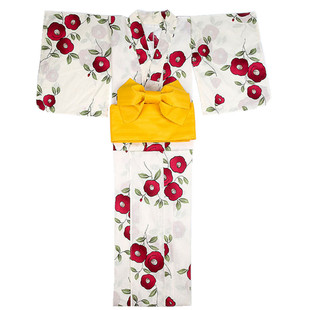 出口日本原 纯棉竹节棉棉布 女款和服浴衣单件长袍浴袍COS 8-1