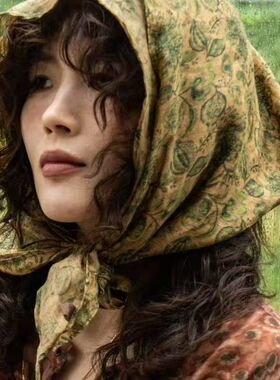 疯子张苎麻印花三角巾08497