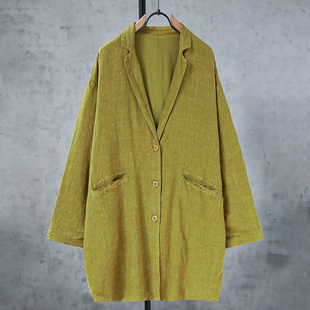 双层长外套 植物染色 870 亚麻 肖肖分享