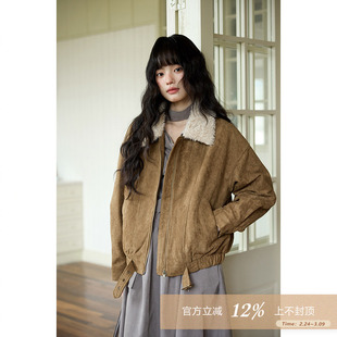 夕蒙2025新款冬季韩系巨好看独特洋气小个子绝美夹棉卡其麂皮外套