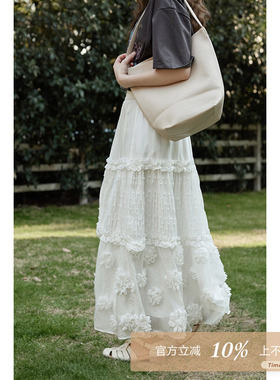 夕蒙2026新款春夏韩系温柔气质裙子绝美别致小个子白色蕾丝半身裙