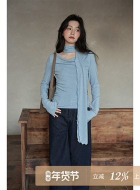 夕蒙2025新款秋季韩系小众时尚气质上衣小个子设计感辣妹洋气T恤