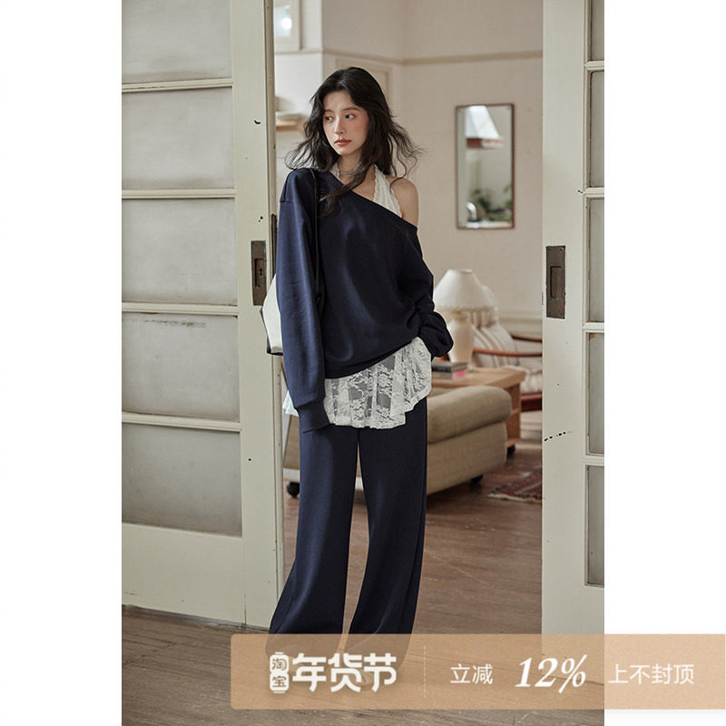 夕蒙2025新款秋季韩系独特别致设计感小众别致高级宽松卫衣套装女