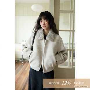 小个子巨好看绝美灰色翻领外套 韩系气质上衣短款 夕蒙2025新款 冬季