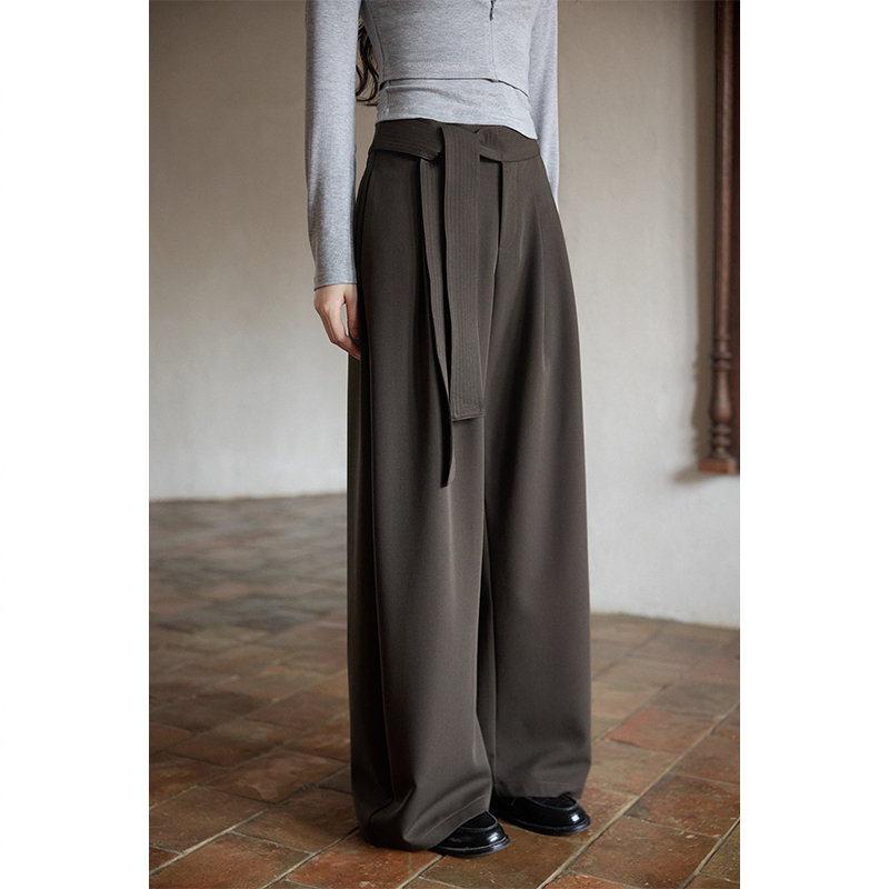 夕蒙2025新款秋韩系气质裤子小个子流行慵懒松弛感小众阔腿休闲裤