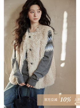 夕蒙2025新款冬季独特漂亮绝美巨好看羊羔毛毛绒高级感马甲外套女
