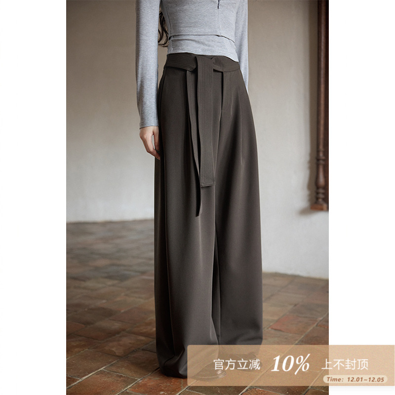 夕蒙2025新款秋韩系气质裤子小个子流行慵懒松弛感小众阔腿休闲裤