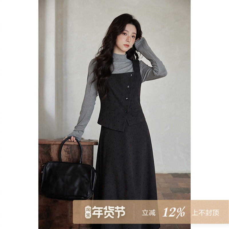 夕蒙2026新款冬季韩系半高领小个子独特小众上衣马甲半身裙套装女,女装/女士精品,时尚套装,淘宝优惠券,粉丝福利购,淘宝优惠卷