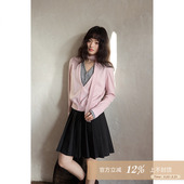 女 韩系气质上衣小个子绝美漂亮假两件飘带针织衫 夕蒙2026新款 春季