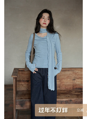 夕蒙2026新款春秋韩系小众时尚气质上衣小个子设计感辣妹洋气T恤