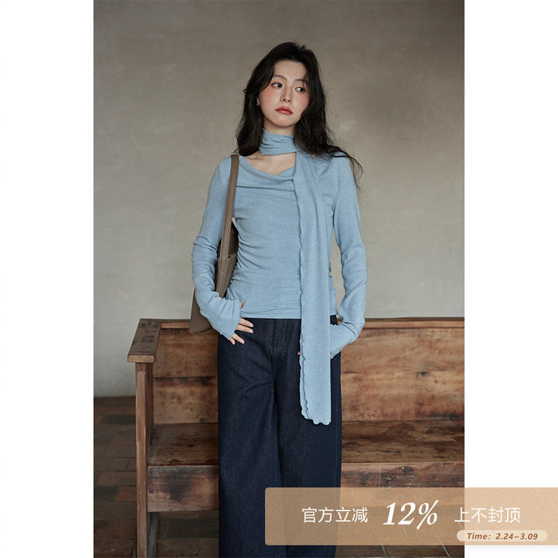 夕蒙2026新款春秋韩系小众时尚气质上衣小个子设计感辣妹洋气T恤