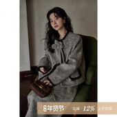 夕蒙2025新款 毛呢外套女加厚裙套装 秋冬新年高级感小个子法式 短款