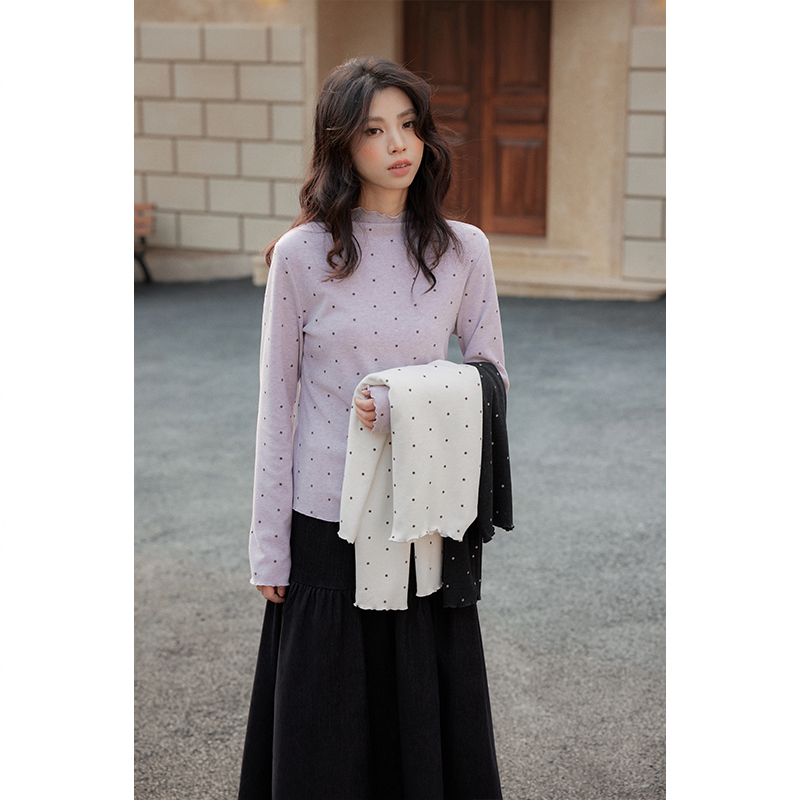 夕蒙【12/18 10:00上新 一件88折 两件叠加78折】波点套头打底衫