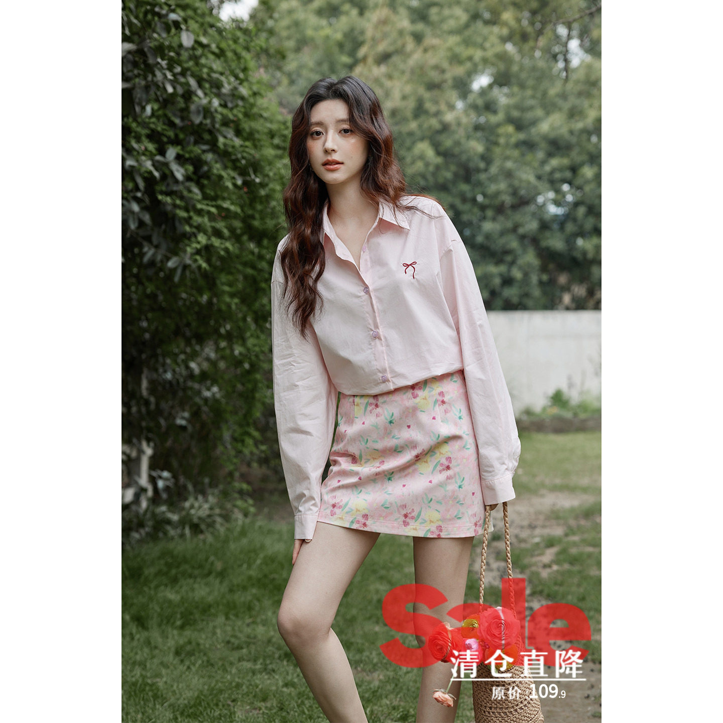 【清仓秒杀】早春韩系高级时尚上衣独特小个子设计感粉色长袖衬衫