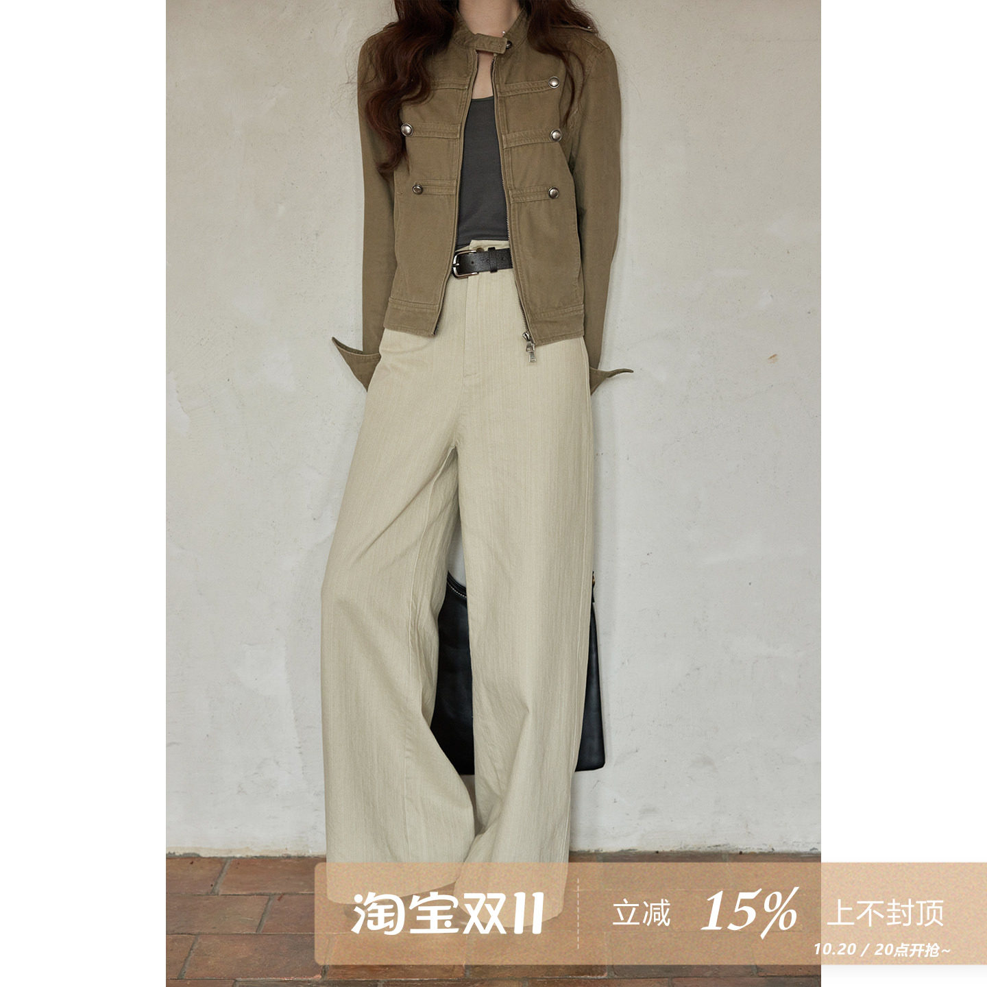 夕蒙2026新款秋季韩系高级好看休闲裤子通勤卡其色直筒宽松阔腿裤