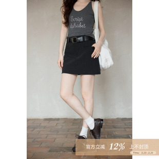 夕蒙2026新款 韩系气质裙子小个子独特小众流行直筒深灰色短裙 春季