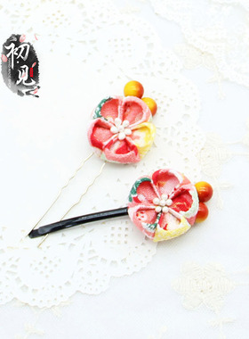 和风发饰浆果樱花边夹汉服配饰