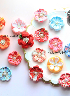 手工布艺樱花发饰边夹汉服配饰