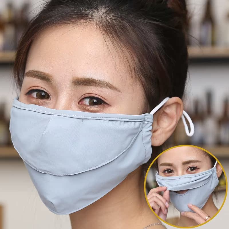 买一送一夏季透气开口防晒口罩个性男女骑行户外薄款夏天遮阳面罩