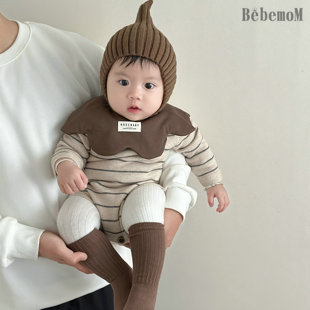 春秋装 韩版 条纹婴儿包屁衣宝宝长袖 安哥拉针织爬服柔软 新款
