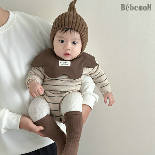 秋冬装新款韩版条纹婴儿包屁衣宝宝长袖安哥拉针织爬服柔软保暖