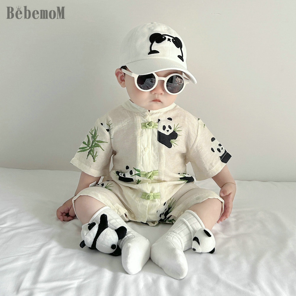 婴幼儿夏装连体衣薄款国风新生男女宝宝衣服中式汉服外出哈衣爬服